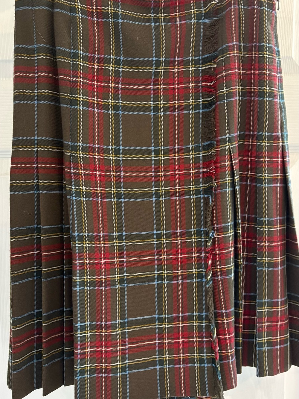 Brooks Brothers Olive, Red, Blue & Gold Plaid Pleated Skirt